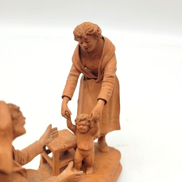 RARE Grasso Signed Terracotta Sculpture Italy Learning To Walk Handmade Estate - Picture 6 of 12